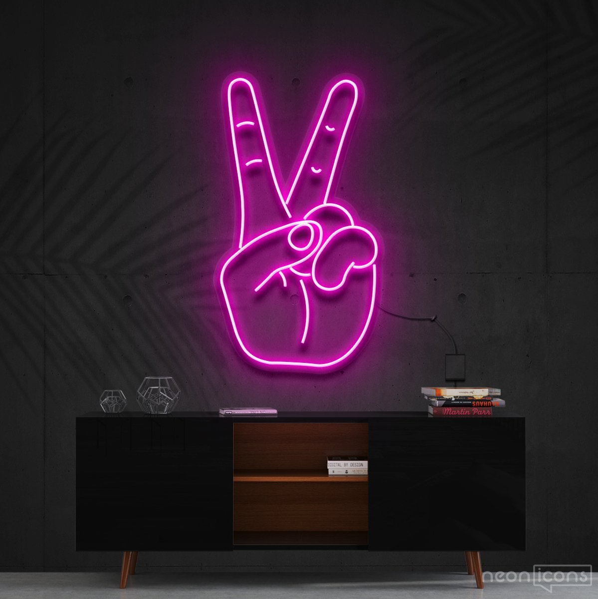 "Peace Sign" Neon Sign 60cm (2ft) / Pink / Cut to Shape by Neon Icons
