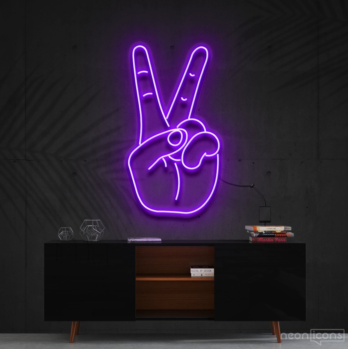 "Peace Sign" Neon Sign 60cm (2ft) / Purple / Cut to Shape by Neon Icons