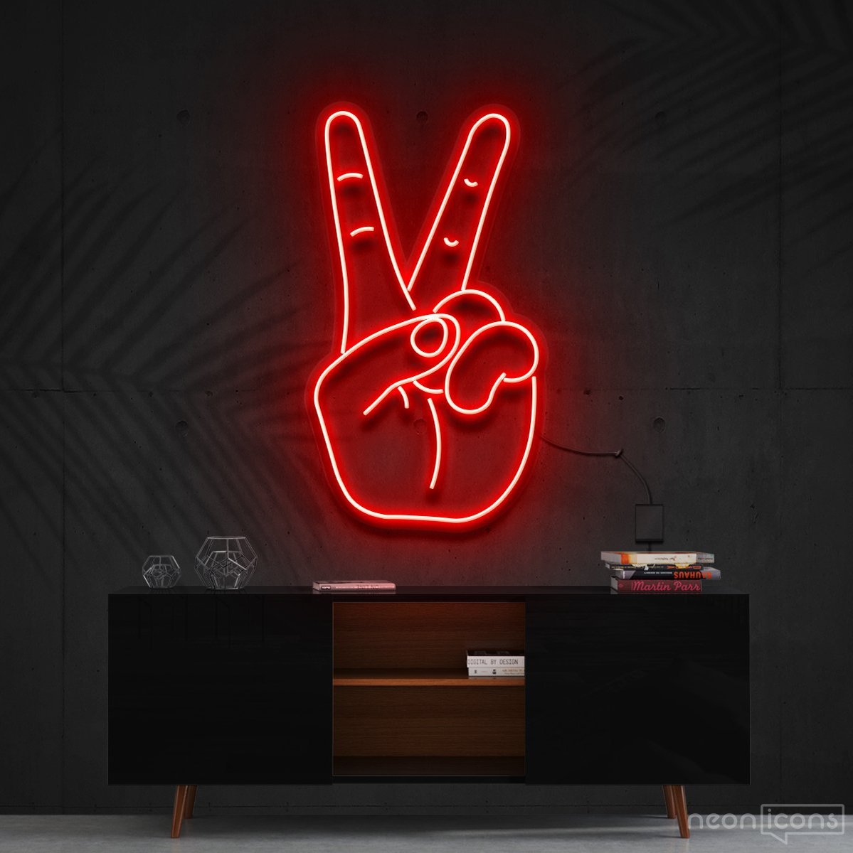 "Peace Sign" Neon Sign 60cm (2ft) / Red / Cut to Shape by Neon Icons