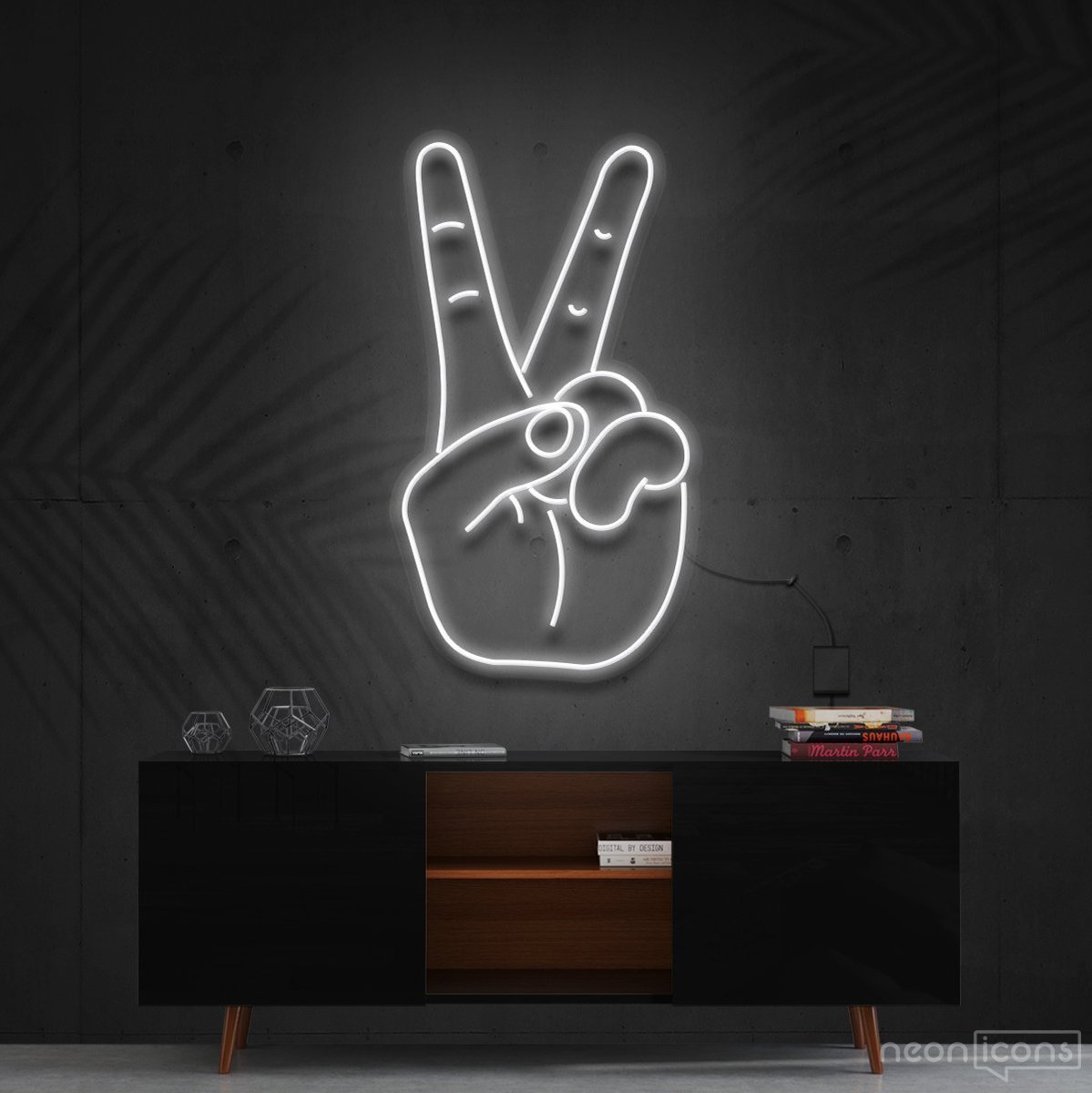 "Peace Sign" Neon Sign 60cm (2ft) / White / Cut to Shape by Neon Icons