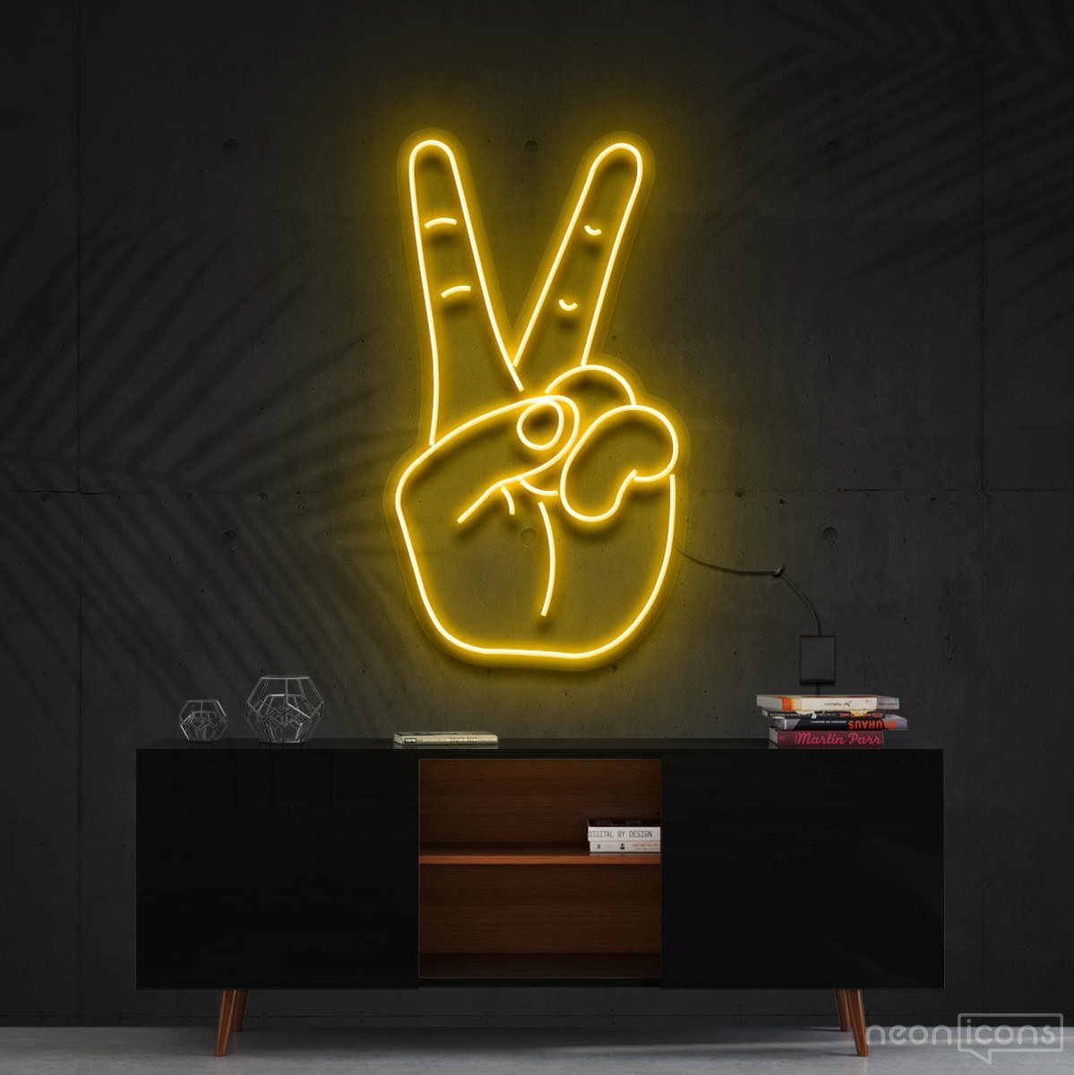"Peace Sign" Neon Sign 60cm (2ft) / Yellow / Cut to Shape by Neon Icons