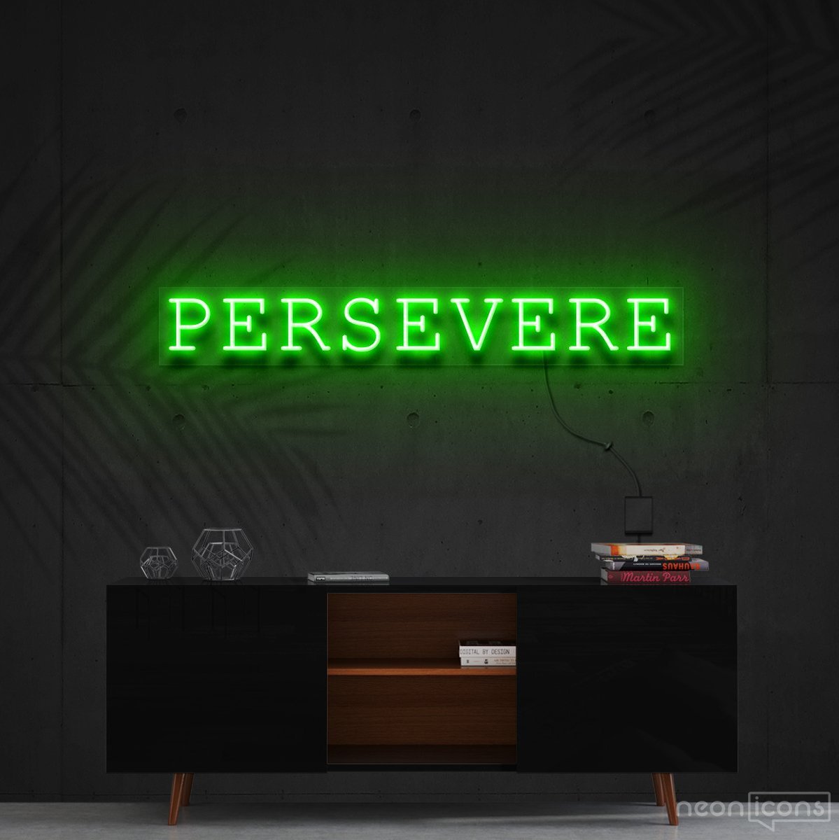 "Persevere" Neon Sign 90cm (3ft) / Green / Cut to Shape by Neon Icons