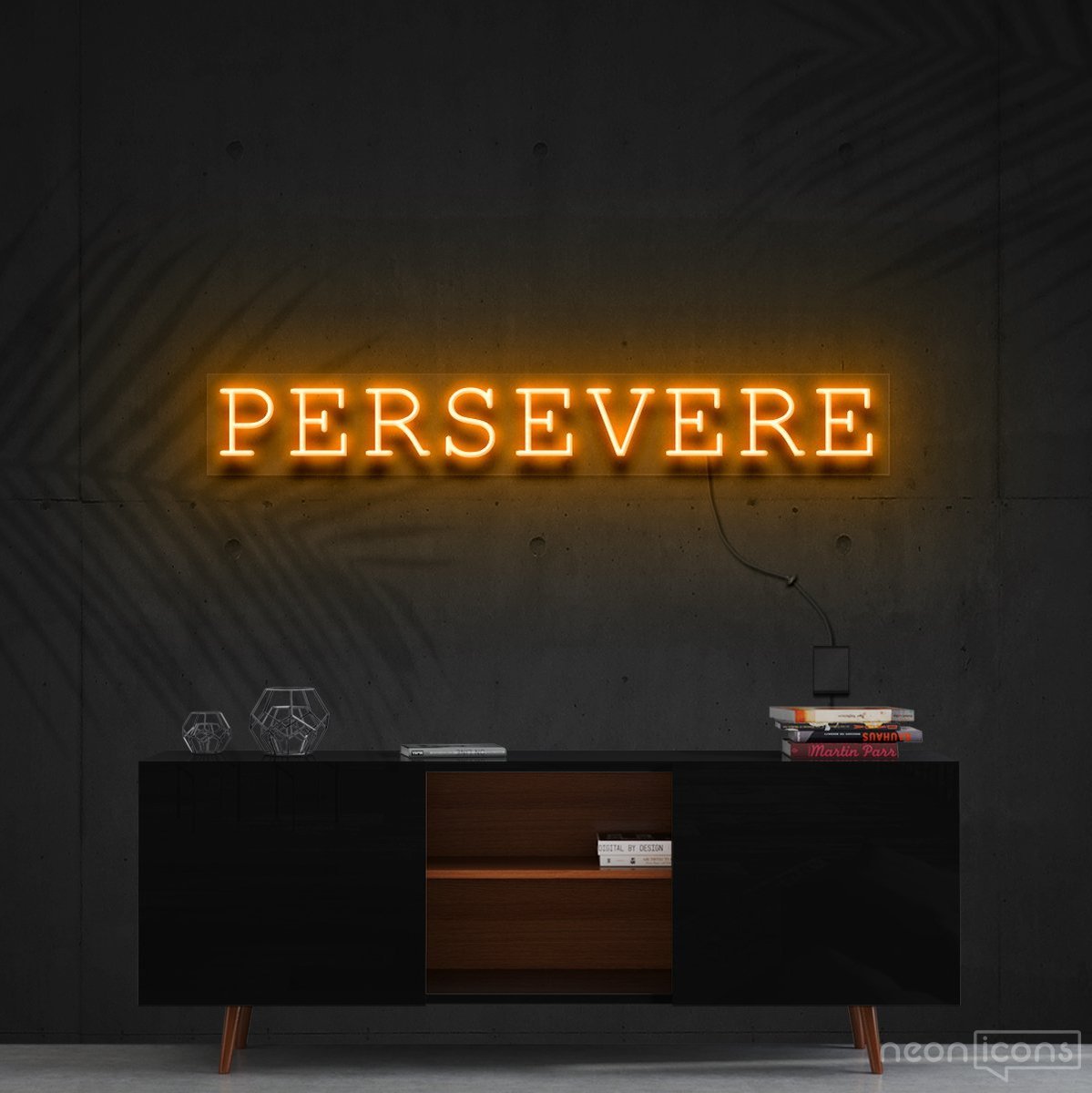 "Persevere" Neon Sign 90cm (3ft) / Orange / Cut to Shape by Neon Icons