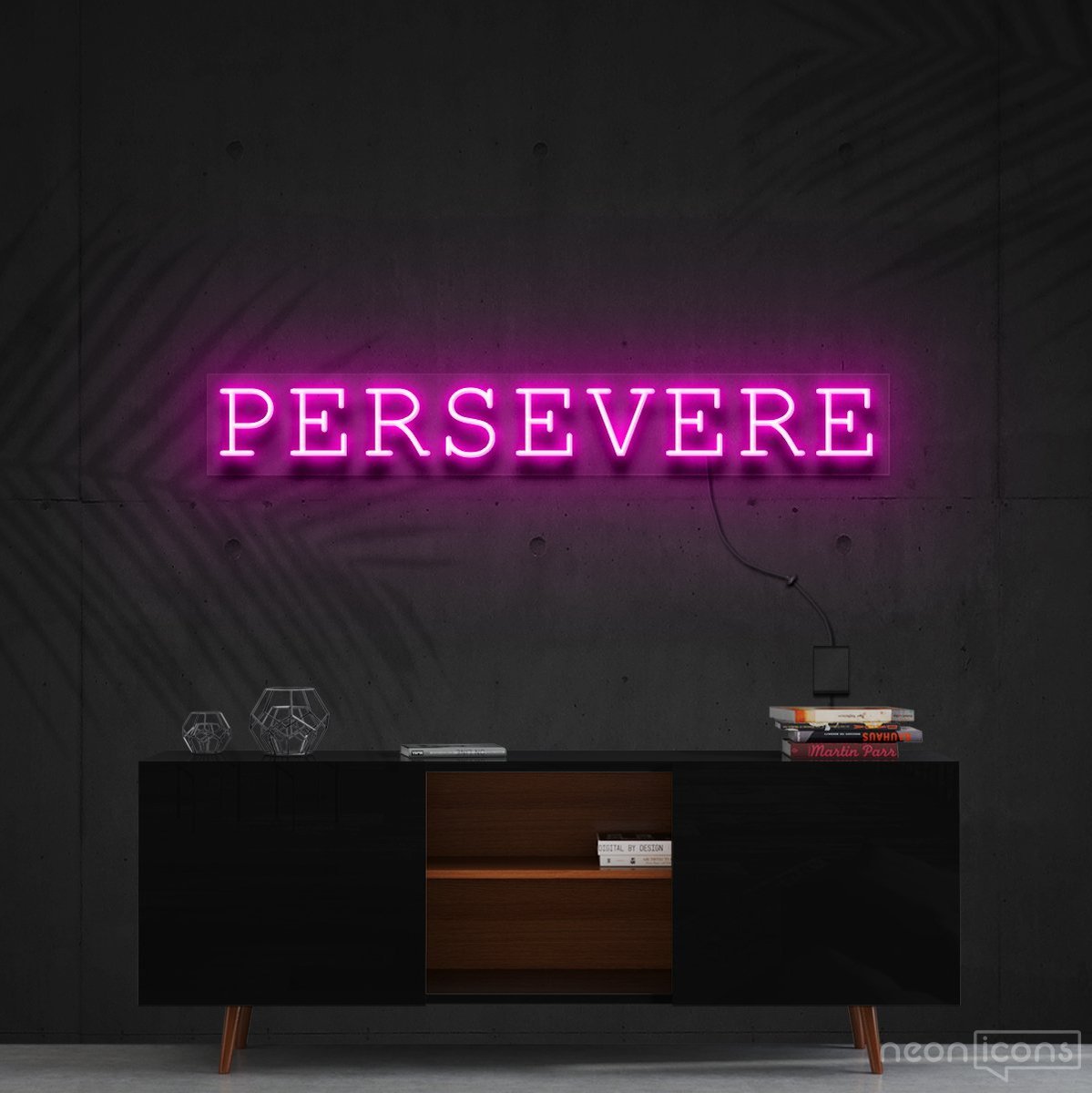 "Persevere" Neon Sign 90cm (3ft) / Pink / Cut to Shape by Neon Icons