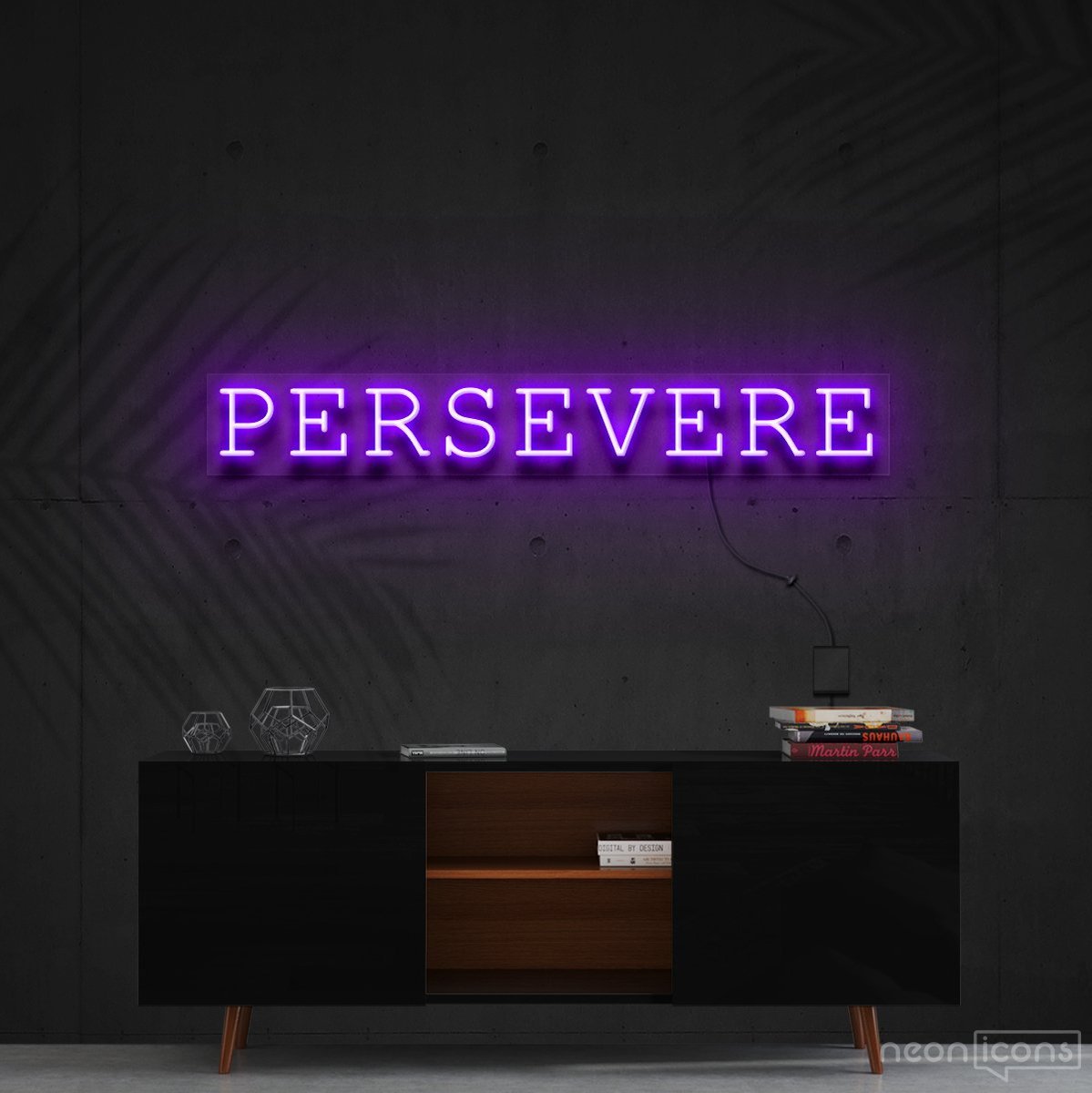 "Persevere" Neon Sign 90cm (3ft) / Purple / Cut to Shape by Neon Icons
