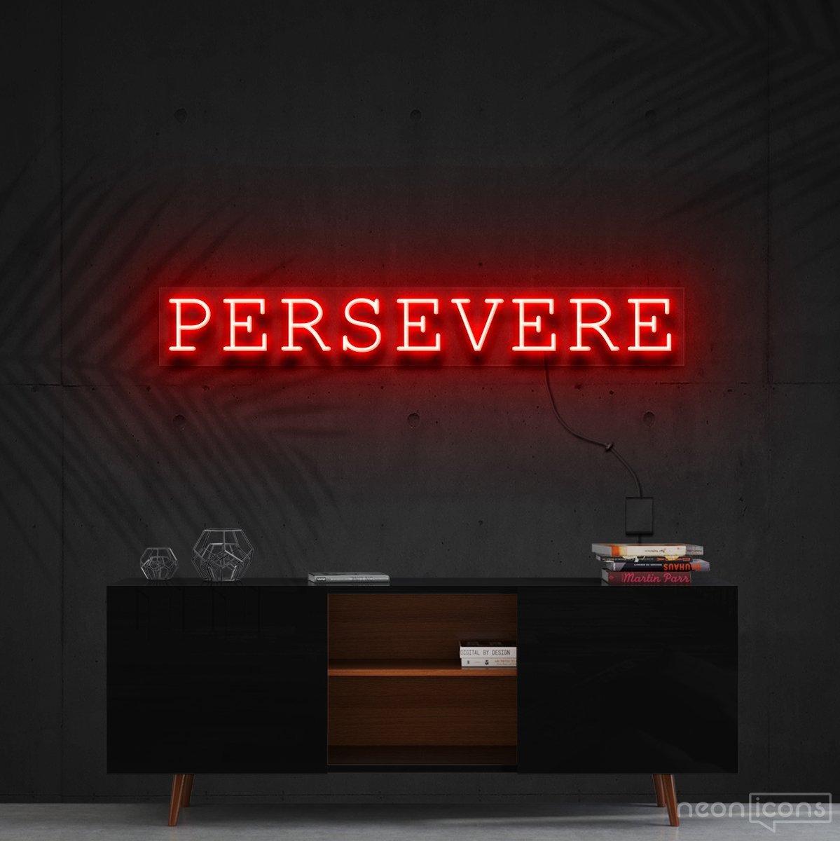 "Persevere" Neon Sign 90cm (3ft) / Red / Cut to Shape by Neon Icons