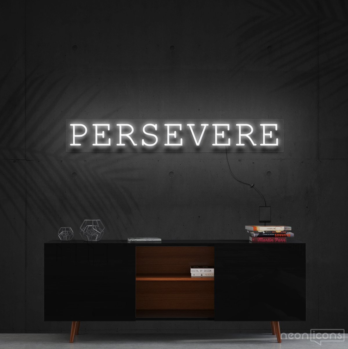 "Persevere" Neon Sign 90cm (3ft) / White / Cut to Shape by Neon Icons