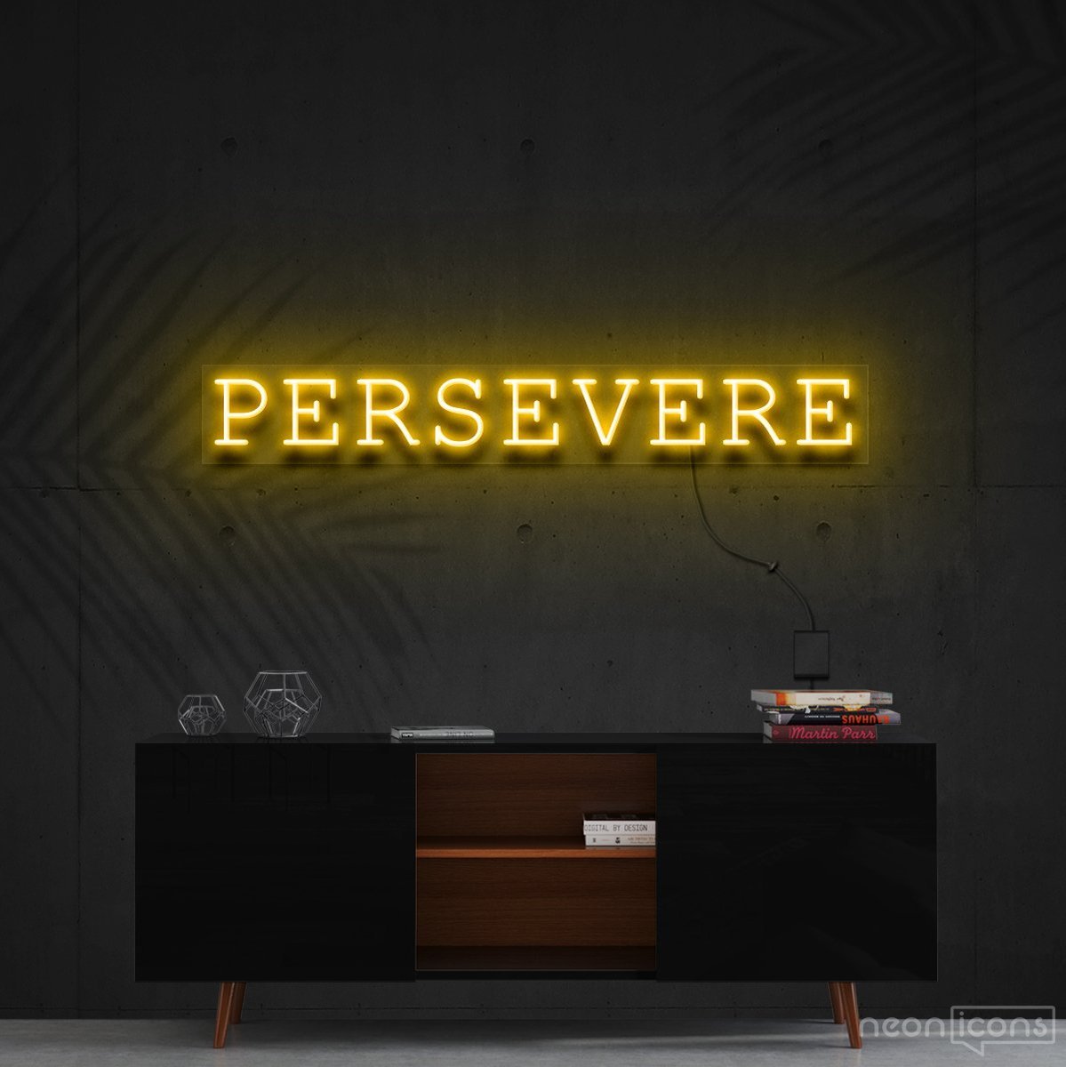 "Persevere" Neon Sign 90cm (3ft) / Yellow / Cut to Shape by Neon Icons