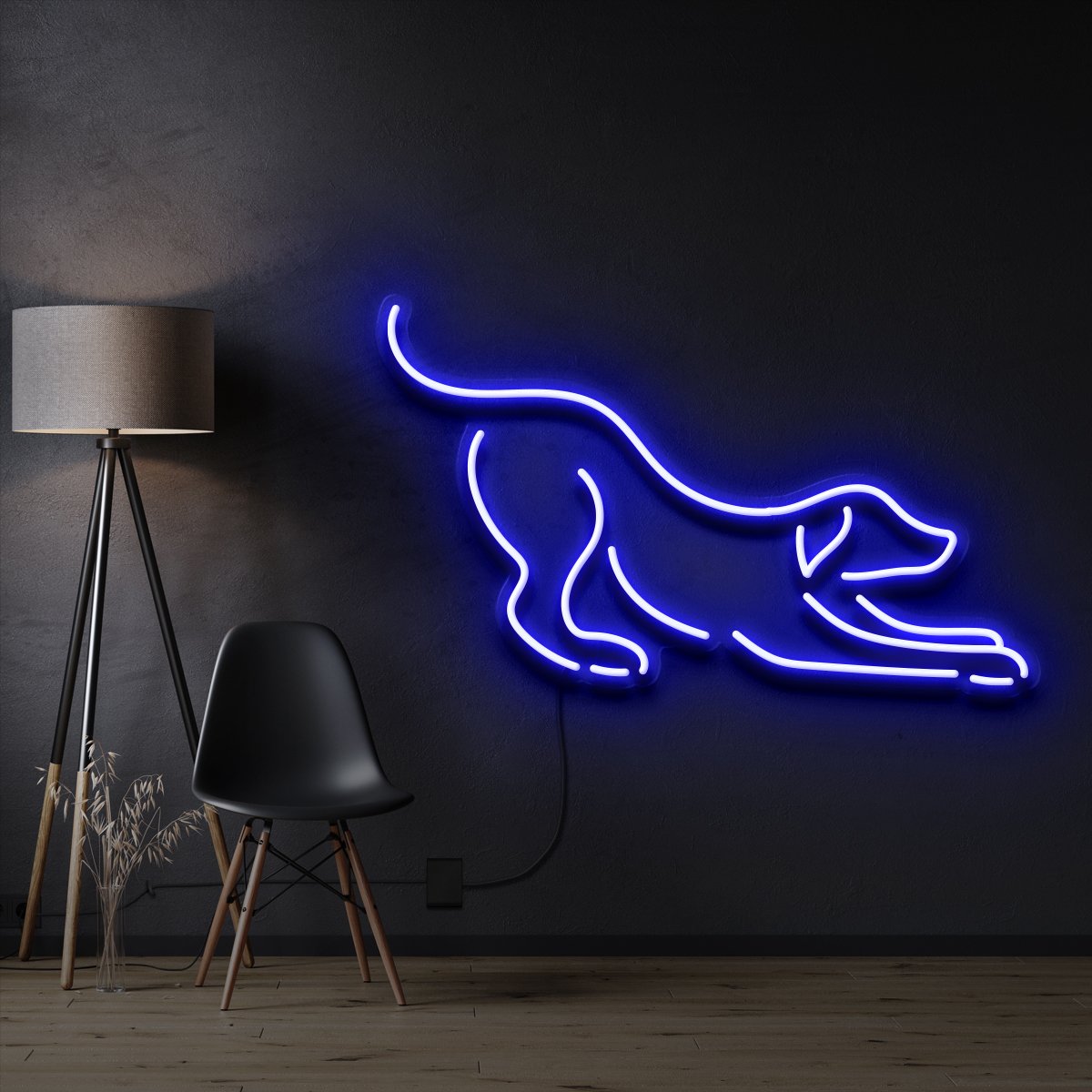 "Playful Dog" Pet Neon Sign 60cm / Blue / Cut to Shape by Neon Icons