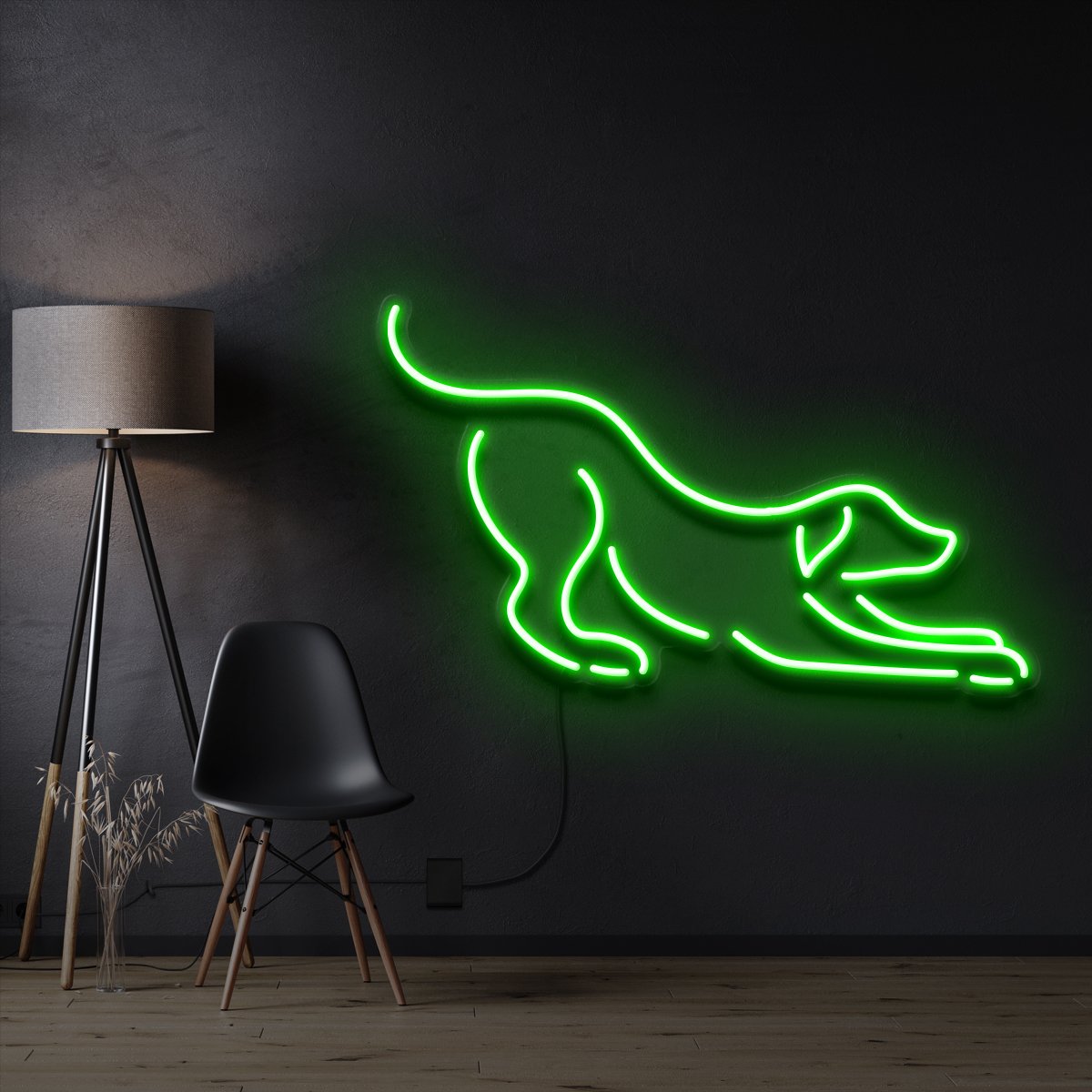 "Playful Dog" Pet Neon Sign 60cm / Green / Cut to Shape by Neon Icons
