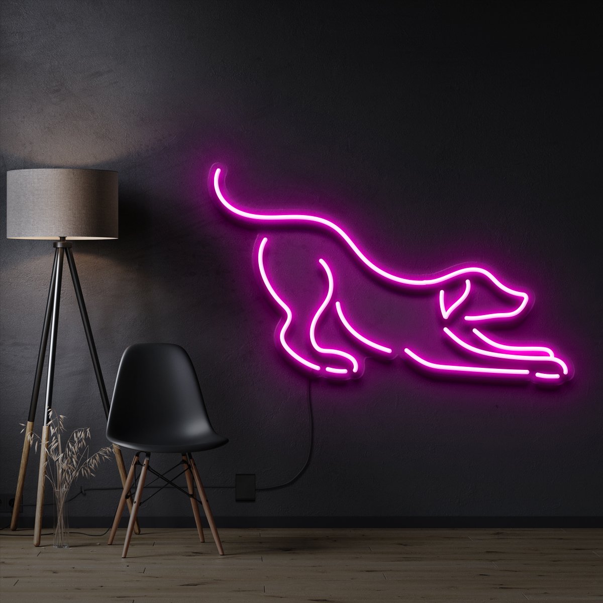 "Playful Dog" Pet Neon Sign 60cm / Pink / Cut to Shape by Neon Icons