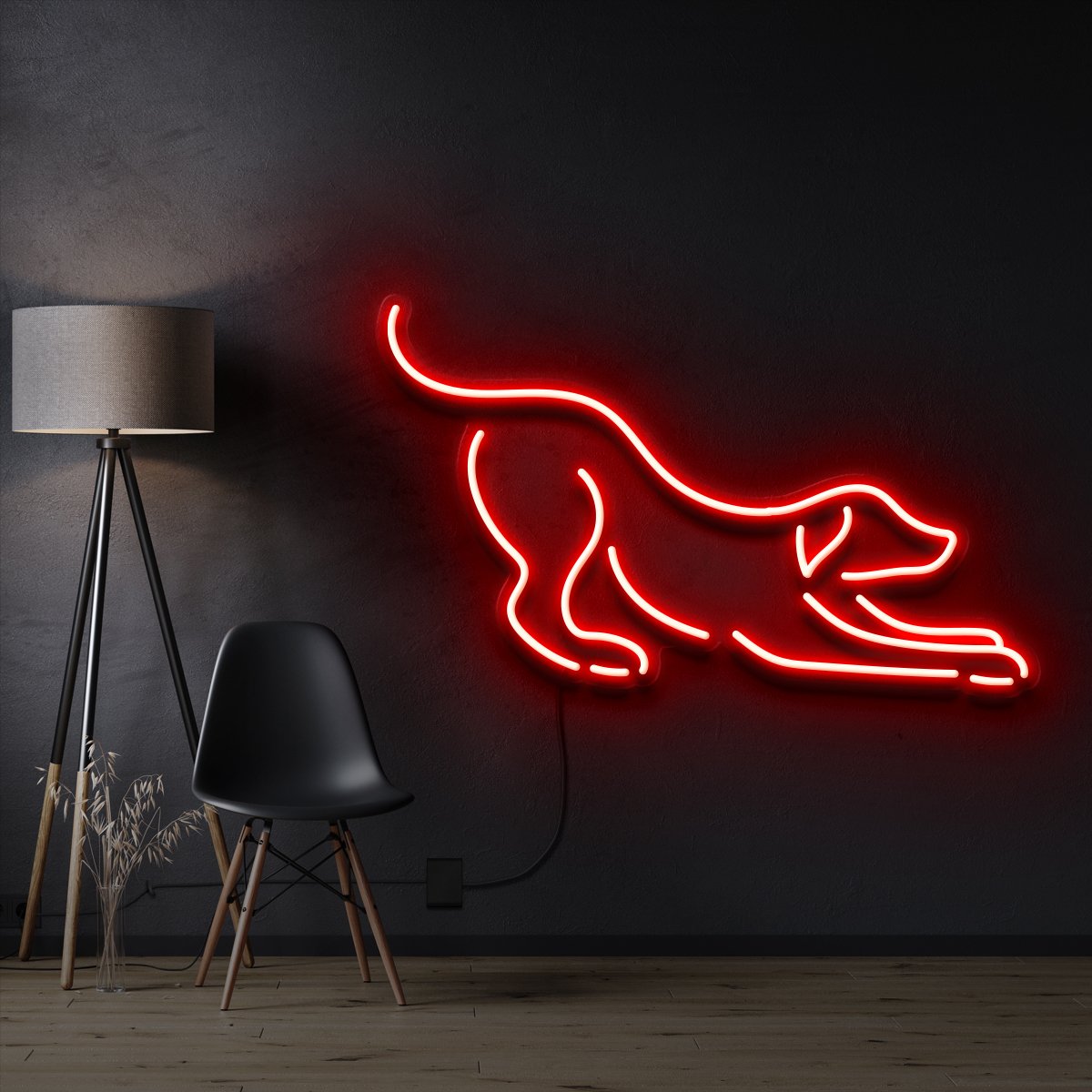 "Playful Dog" Pet Neon Sign 60cm / Red / Cut to Shape by Neon Icons