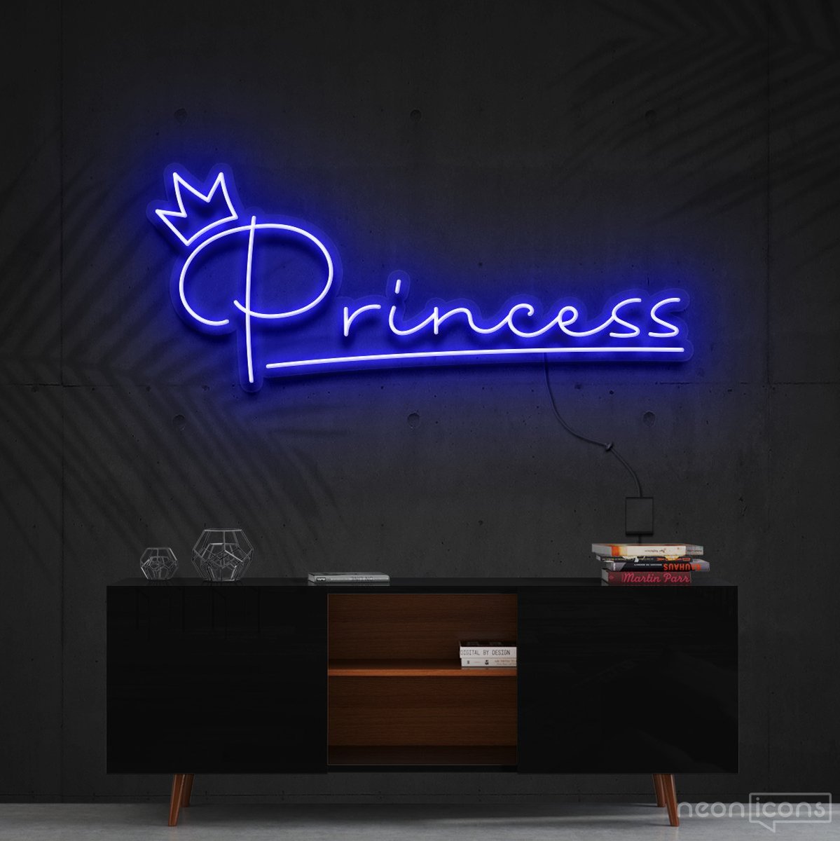 "Princess" Neon Sign 60cm (2ft) / Blue / Cut to Shape by Neon Icons