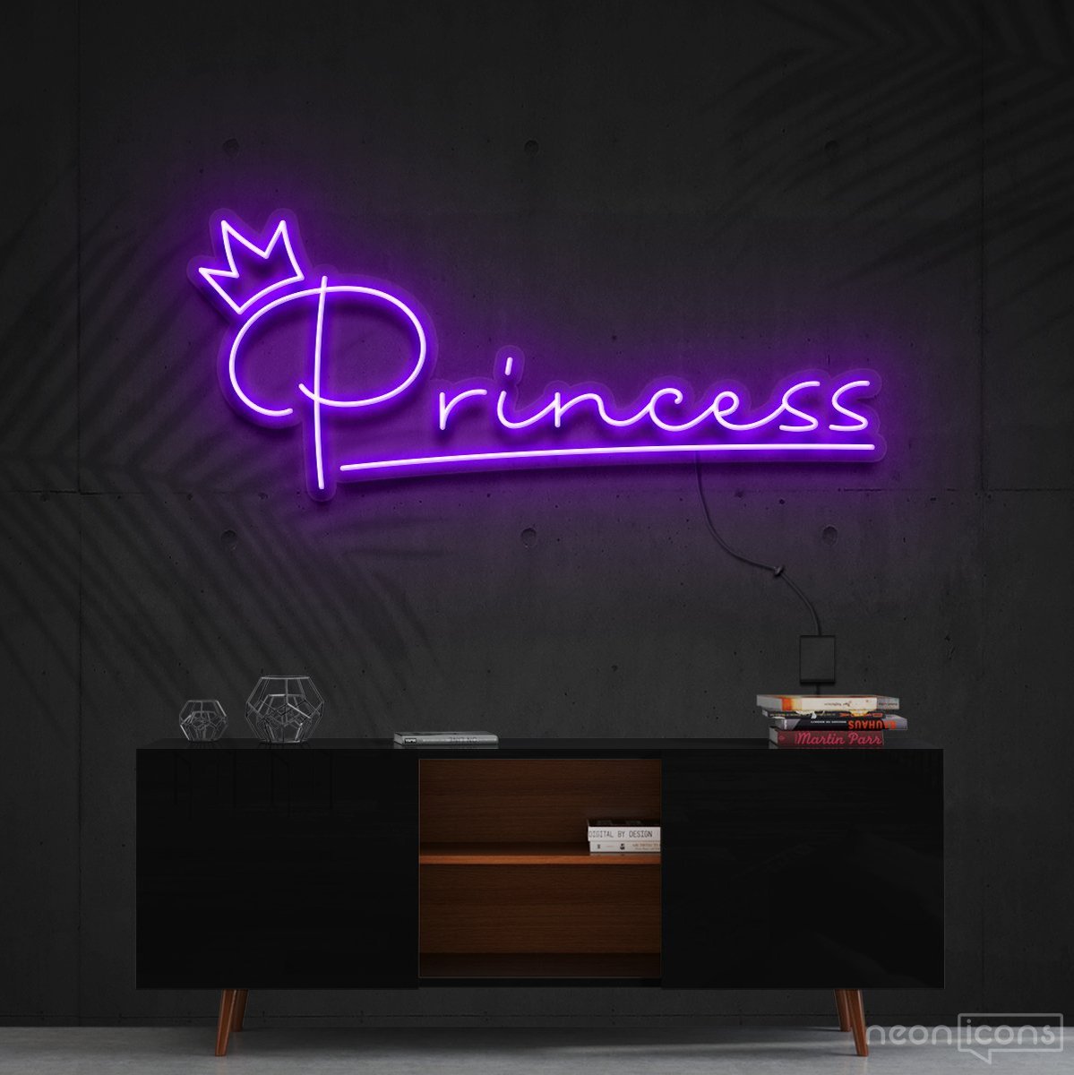"Princess" Neon Sign 60cm (2ft) / Purple / Cut to Shape by Neon Icons