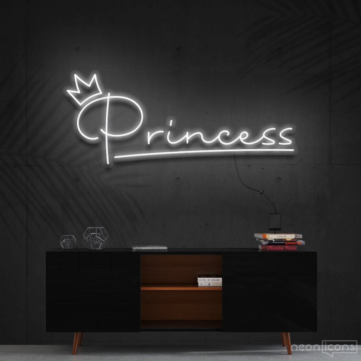 "Princess" Neon Sign 60cm (2ft) / White / Cut to Shape by Neon Icons