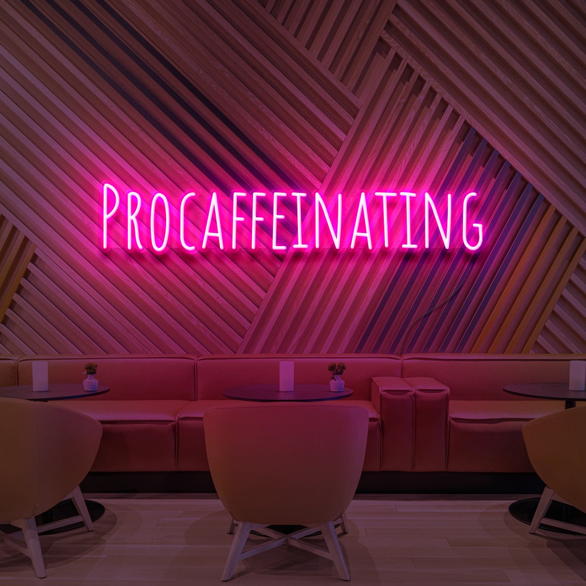 "Procaffeinating" Neon Sign for Cafés 60cm (2ft) / Pink / LED Neon by Neon Icons