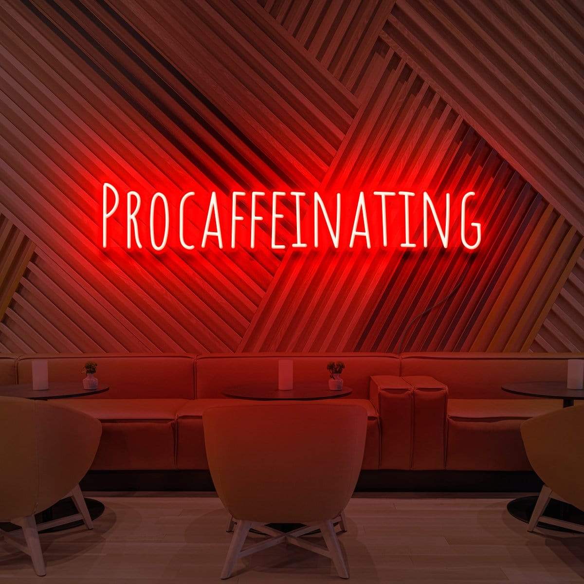 "Procaffeinating" Neon Sign for Cafés 60cm (2ft) / Red / LED Neon by Neon Icons