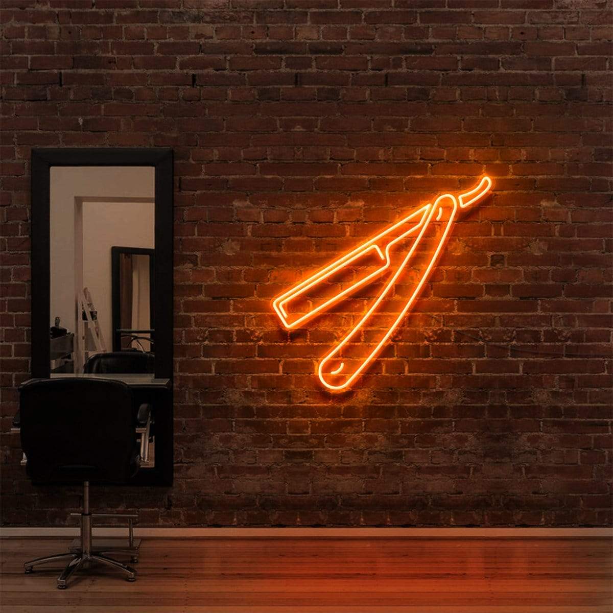 "Razor Blade" Neon Sign for Hair Salons & Barbershops 60cm (2ft) / Orange / LED Neon by Neon Icons