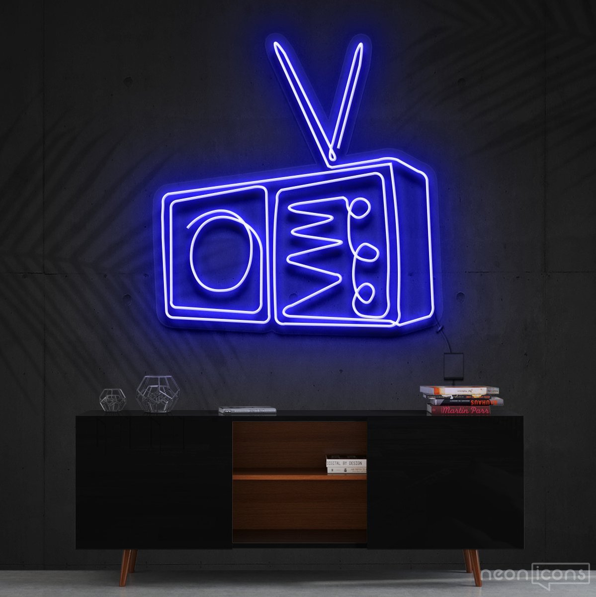 "Retrovision" Neon Sign 60cm (2ft) / Blue / Cut to Shape by Neon Icons