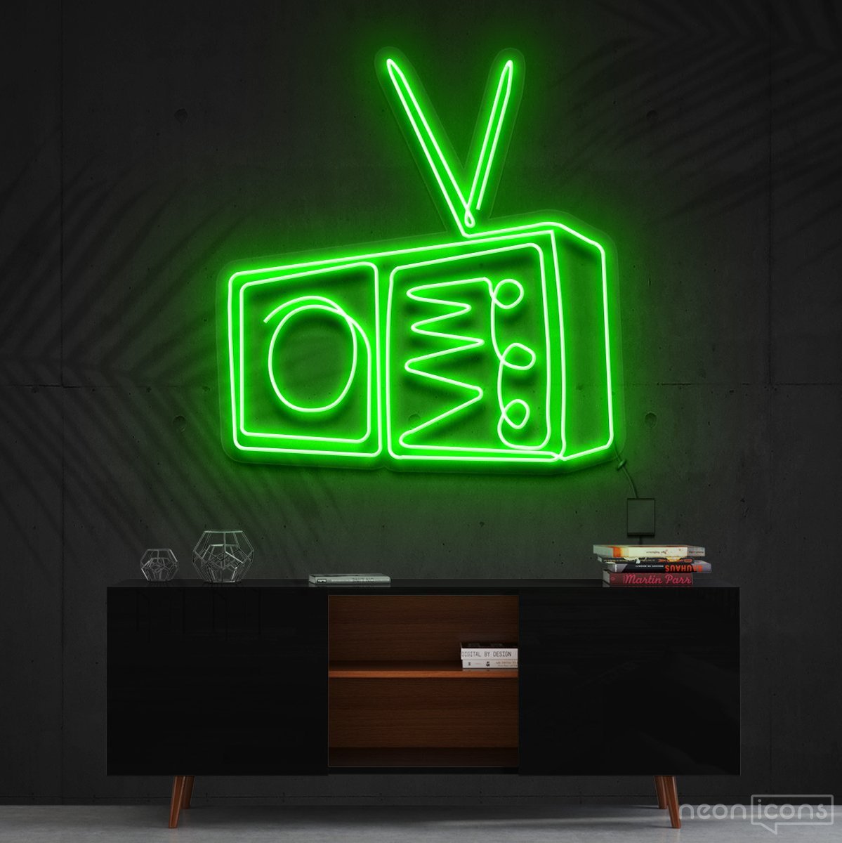 "Retrovision" Neon Sign 60cm (2ft) / Green / Cut to Shape by Neon Icons