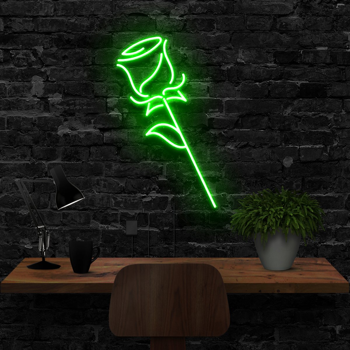 "Rose" Neon Sign 40cm (1.3ft) / Green / LED Neon by Neon Icons