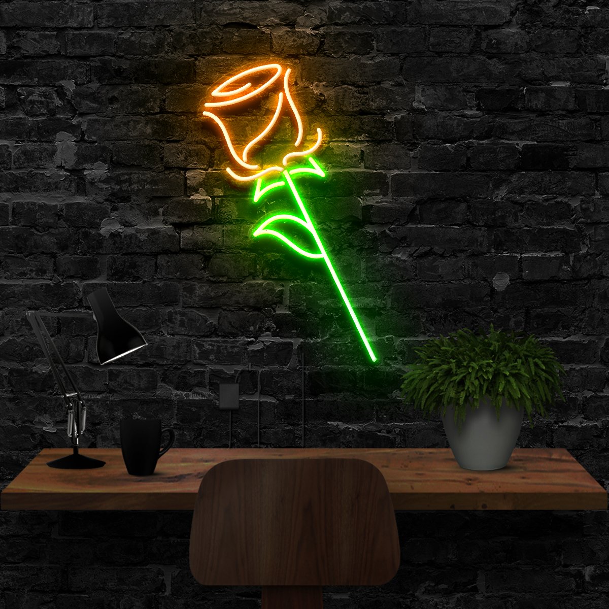 "Rose" Neon Sign 40cm (1.3ft) / Orange / LED Neon by Neon Icons