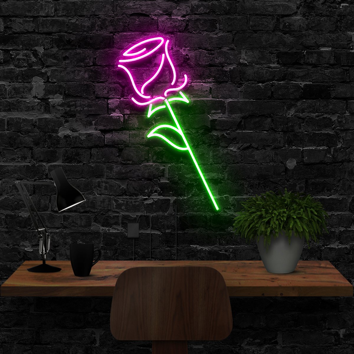 "Rose" Neon Sign 40cm (1.3ft) / Pink / LED Neon by Neon Icons