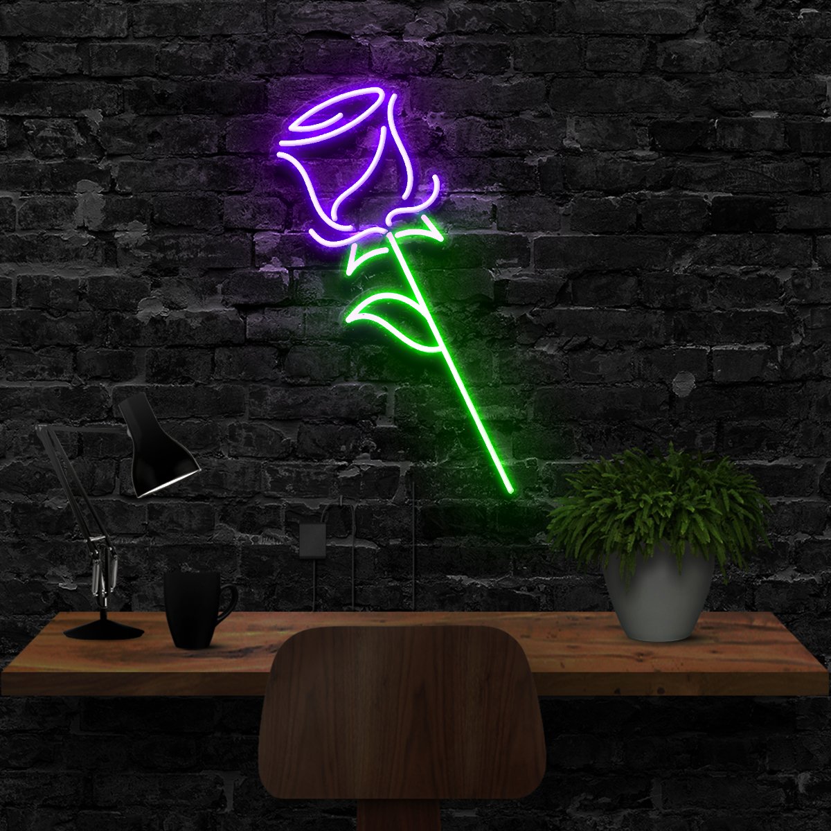 "Rose" Neon Sign 40cm (1.3ft) / Purple / LED Neon by Neon Icons
