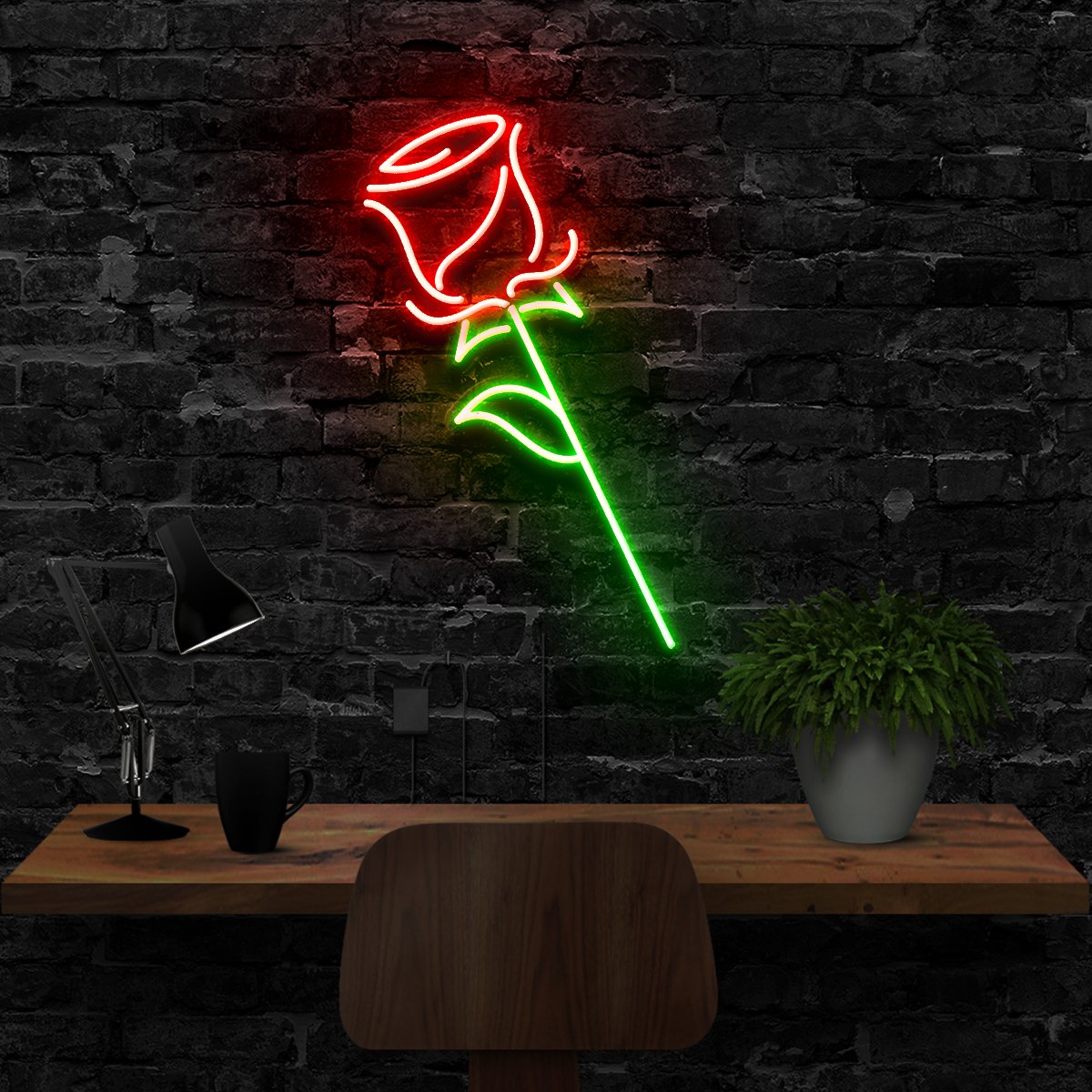 "Rose" Neon Sign 40cm (1.3ft) / Red / LED Neon by Neon Icons