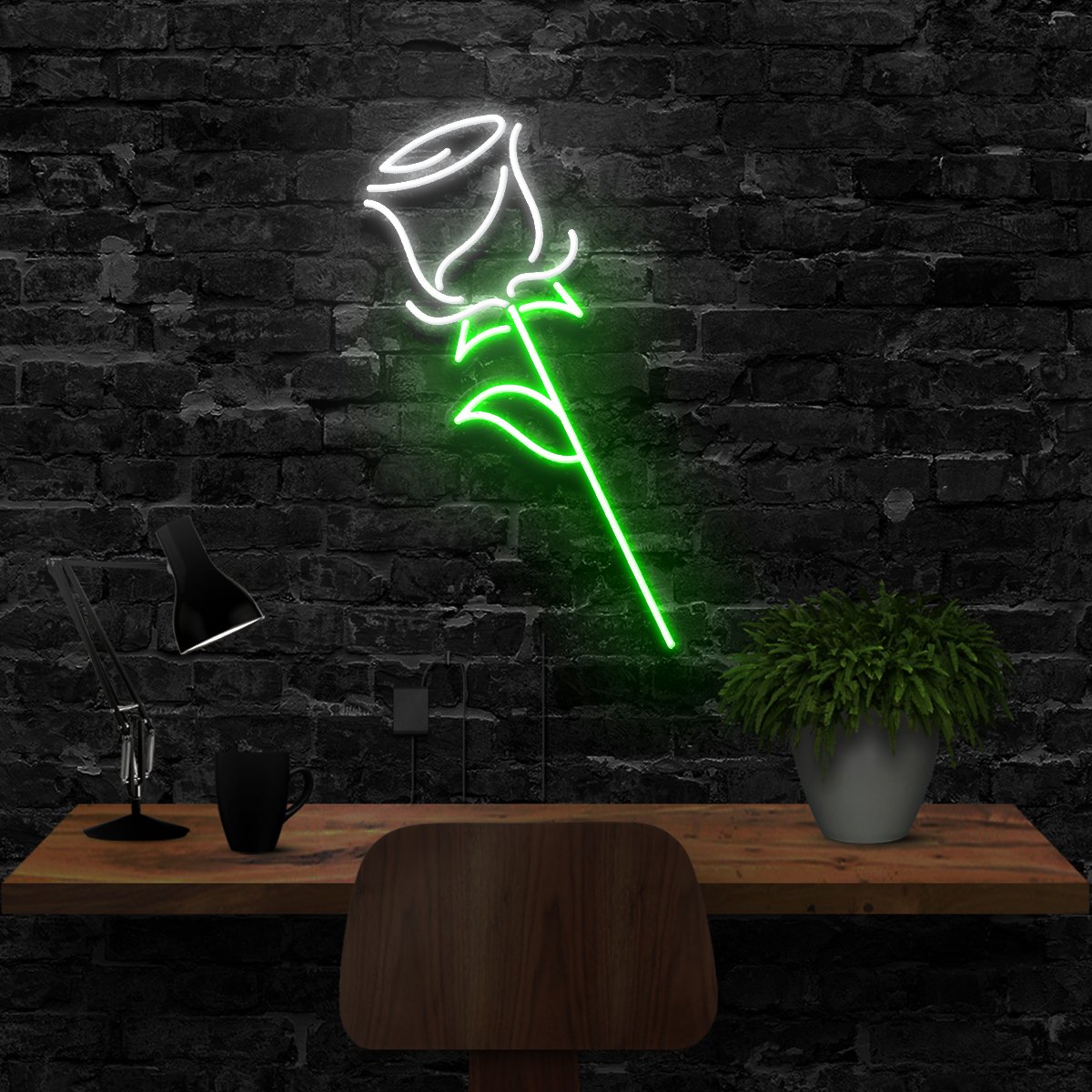 "Rose" Neon Sign 40cm (1.3ft) / White / LED Neon by Neon Icons