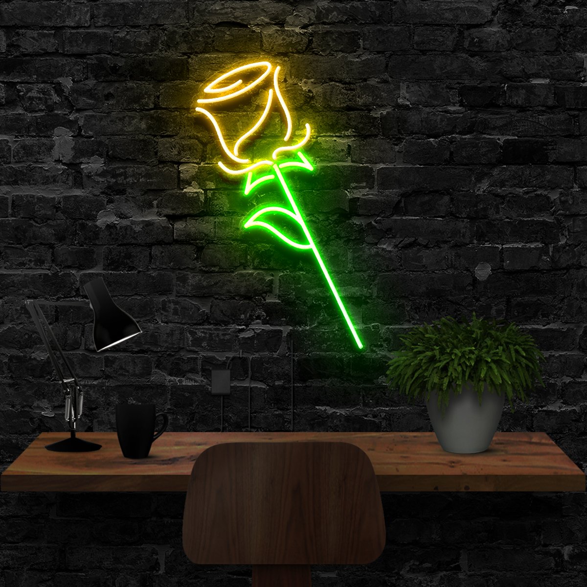 "Rose" Neon Sign 40cm (1.3ft) / Yellow / LED Neon by Neon Icons