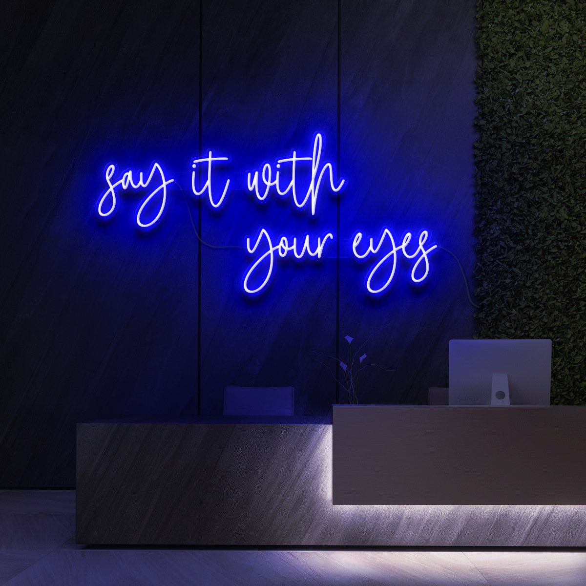 "Say It With Your Eyes" Neon Sign for Beauty & Cosmetic Studios 90cm (3ft) / Blue / LED Neon by Neon Icons