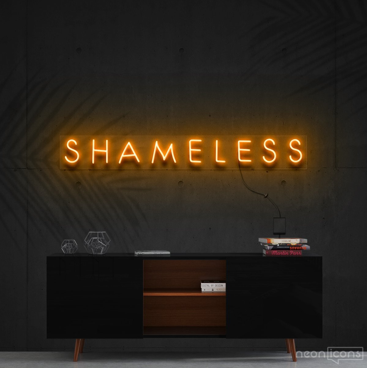 "Shameless" Neon Sign 60cm (2ft) / Orange / Cut to Shape by Neon Icons