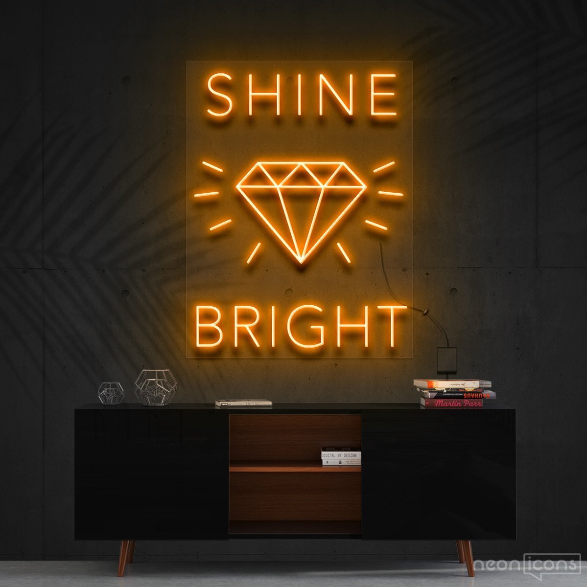 "Shine Bright Like A Diamond" Neon Sign 60cm (2ft) / Orange / Cut to Shape by Neon Icons