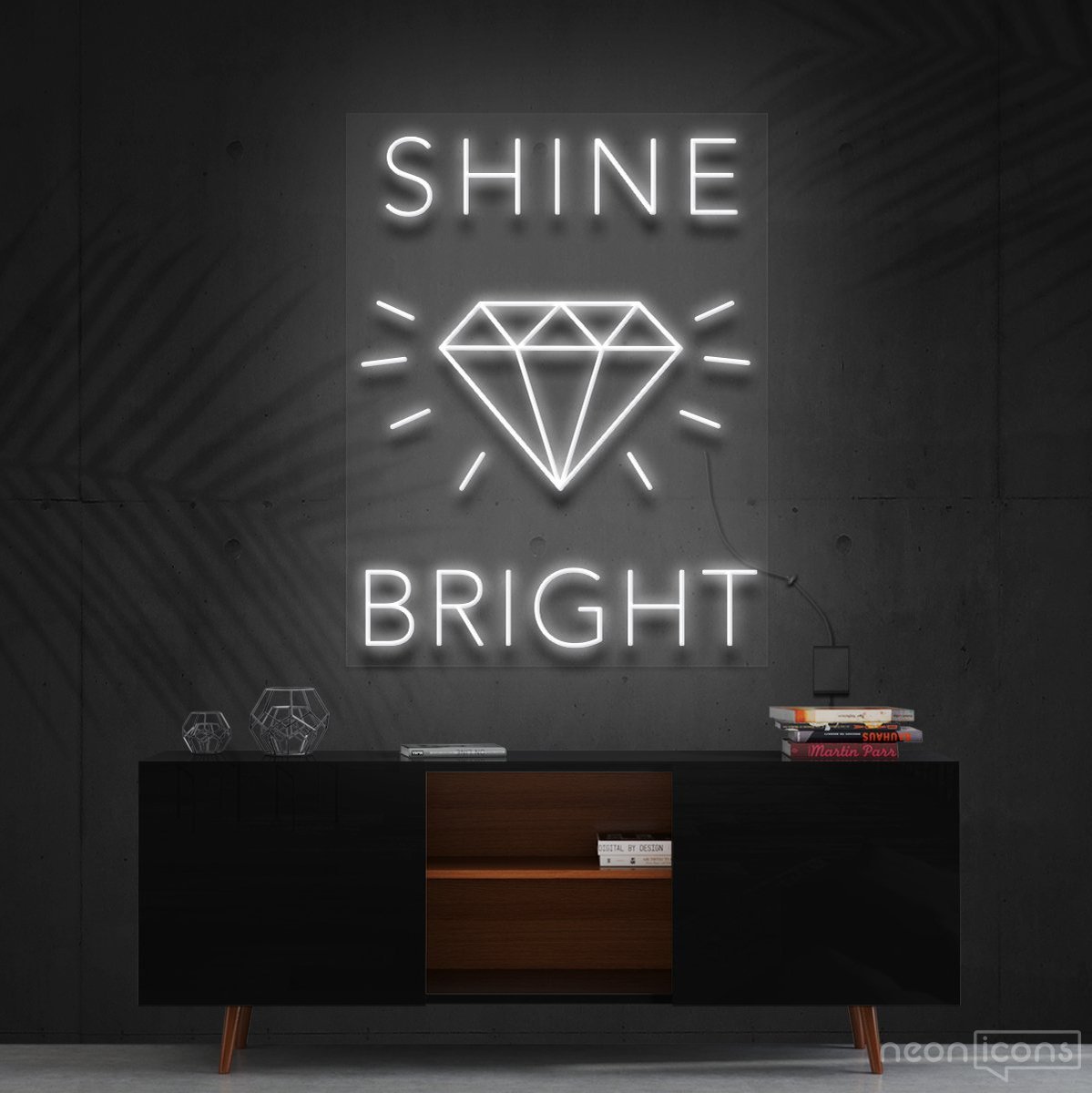 "Shine Bright Like A Diamond" Neon Sign 60cm (2ft) / White / Cut to Shape by Neon Icons