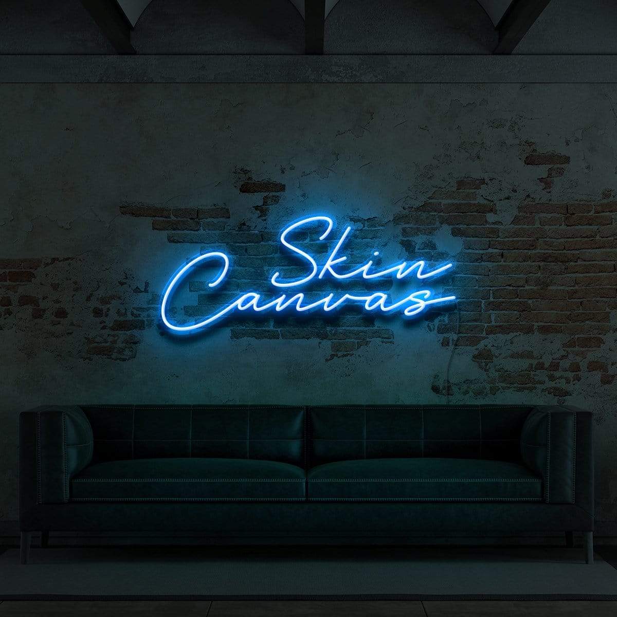 "Skin Canvas" Neon Sign for Tattoo Parlours 60cm (2ft) / Ice Blue / LED Neon by Neon Icons