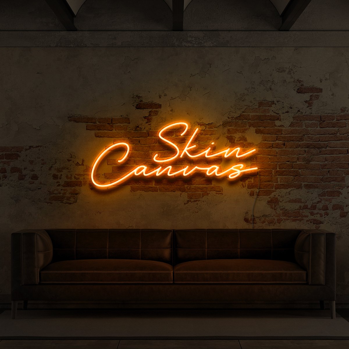 "Skin Canvas" Neon Sign for Tattoo Parlours 60cm (2ft) / Orange / LED Neon by Neon Icons