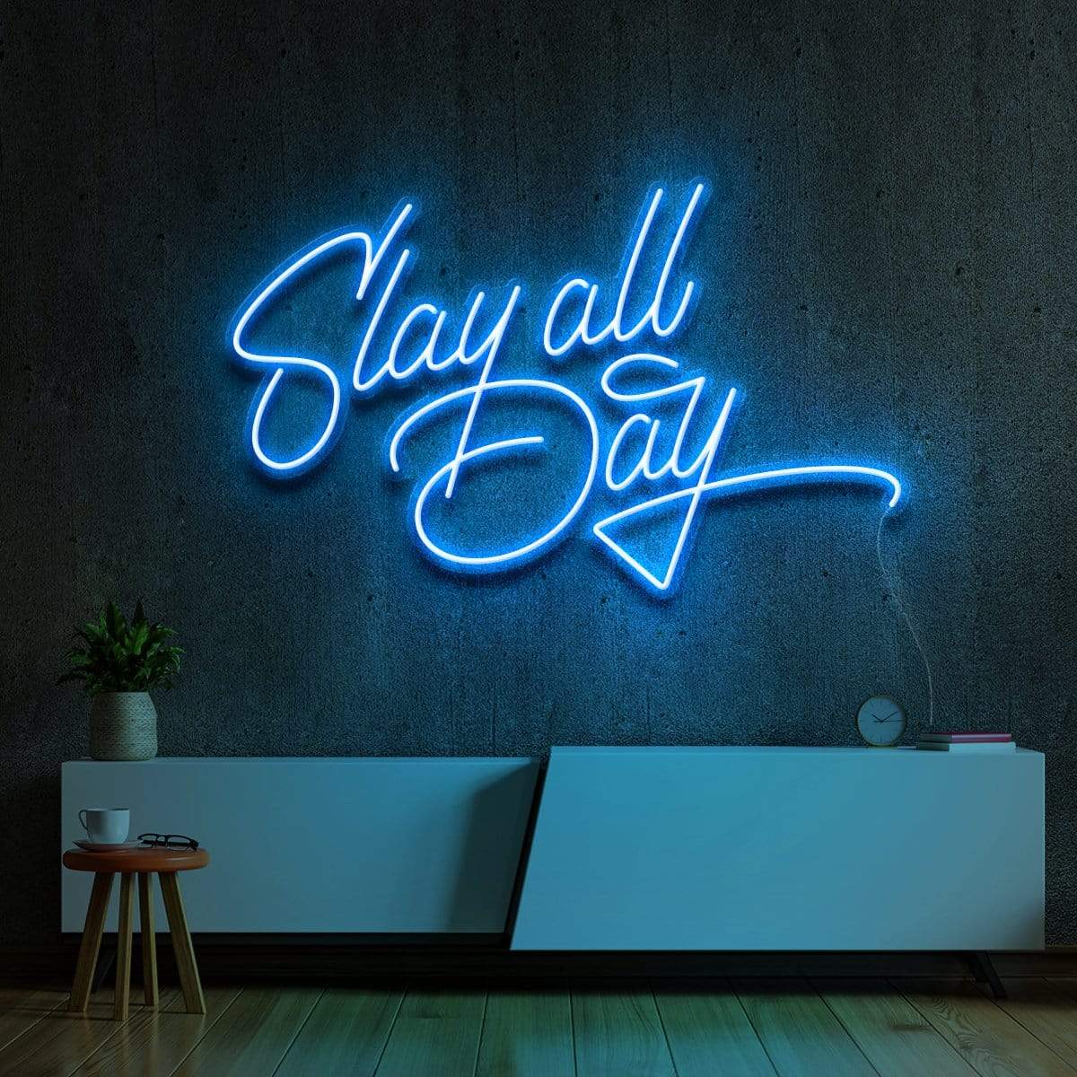 "Slay All Day" Neon Sign 60cm (2ft) / Ice Blue / LED Neon by Neon Icons