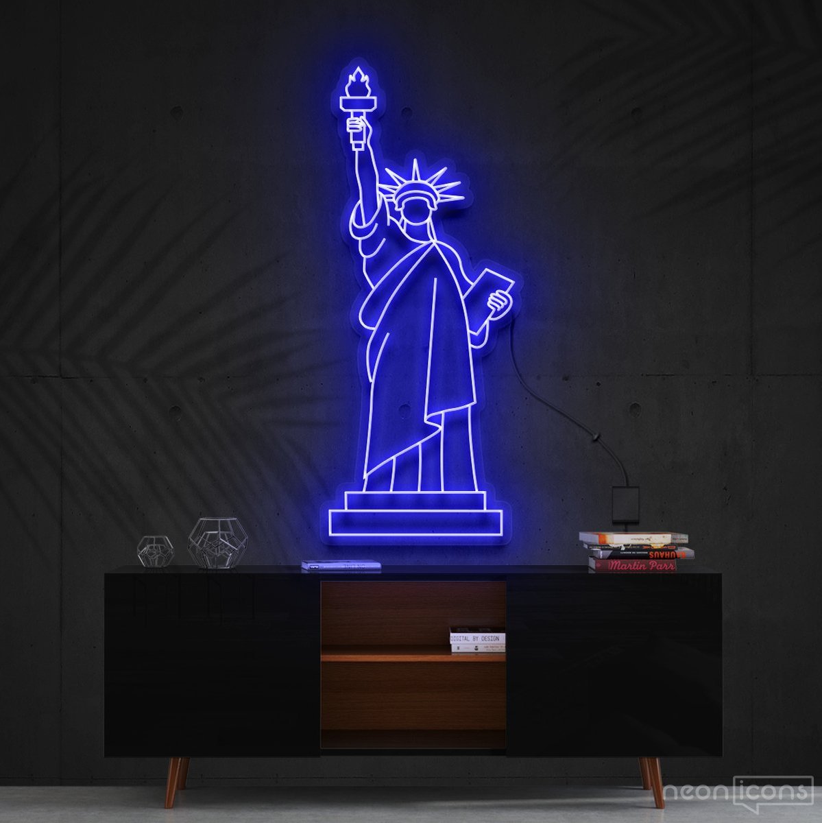 "Statue of Liberty" Neon Sign 90cm (3ft) / Blue / Cut to Shape by Neon Icons