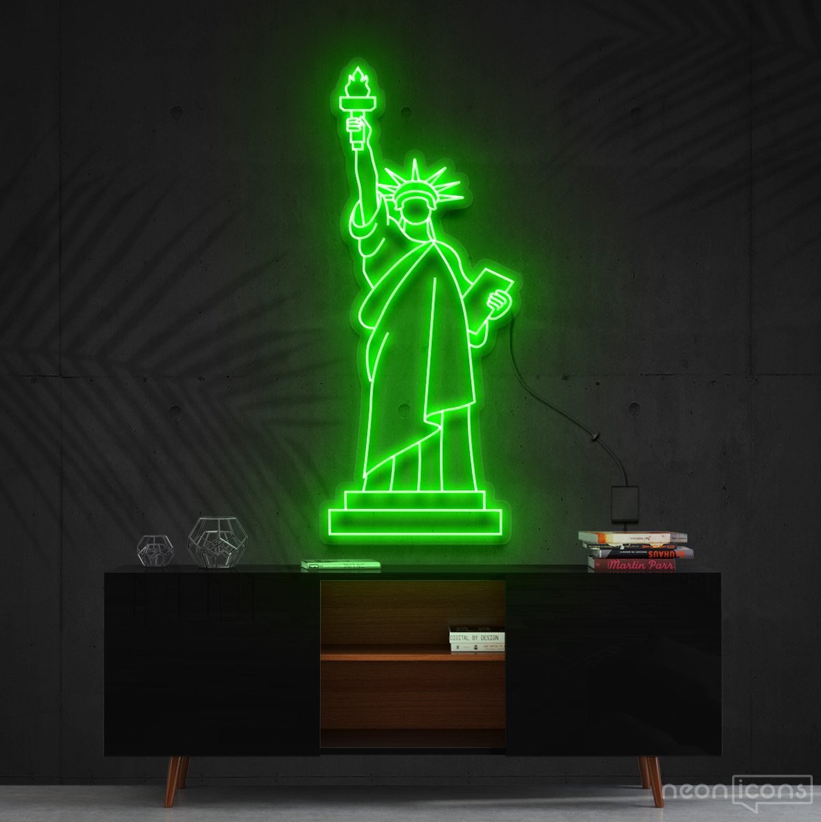 "Statue of Liberty" Neon Sign 90cm (3ft) / Green / Cut to Shape by Neon Icons