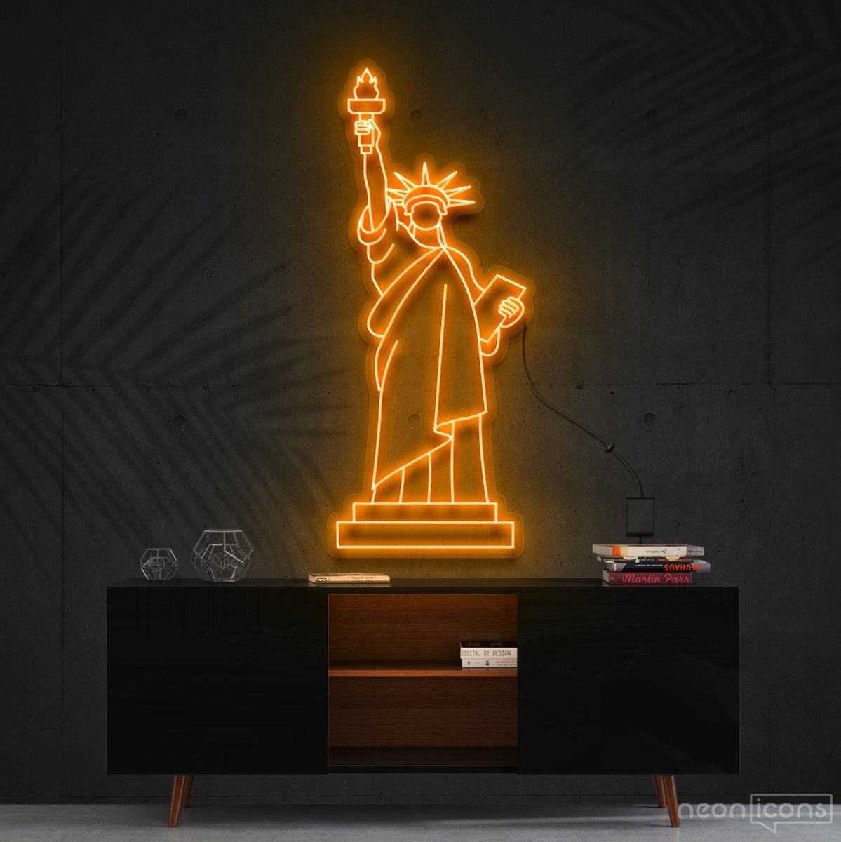 "Statue of Liberty" Neon Sign 90cm (3ft) / Orange / Cut to Shape by Neon Icons