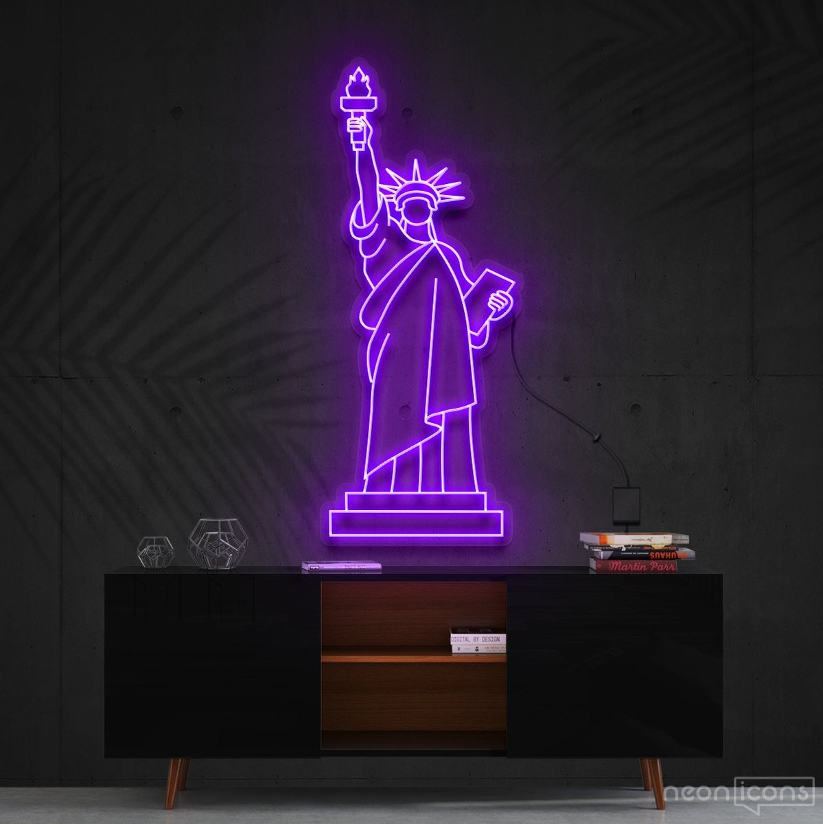 "Statue of Liberty" Neon Sign 90cm (3ft) / Purple / Cut to Shape by Neon Icons
