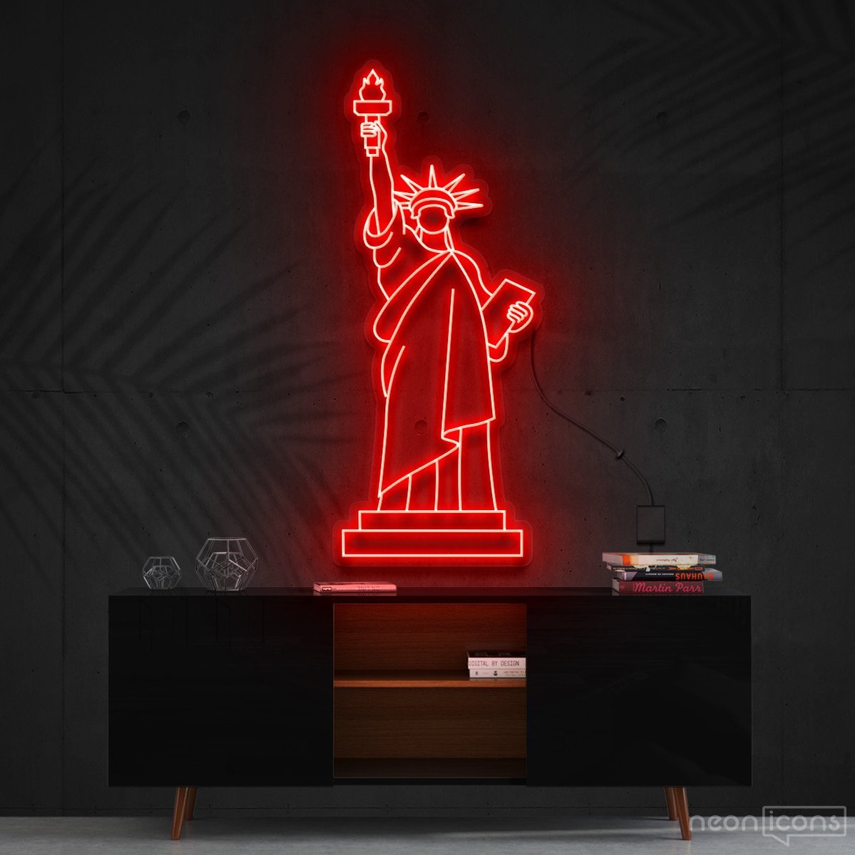 "Statue of Liberty" Neon Sign 90cm (3ft) / Red / Cut to Shape by Neon Icons
