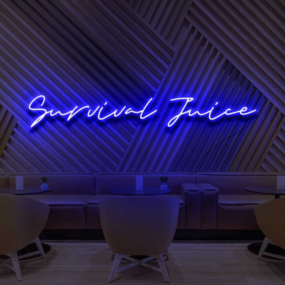 "Survival Juice" Neon Sign for Cafés 90cm (3ft) / Blue / LED Neon by Neon Icons