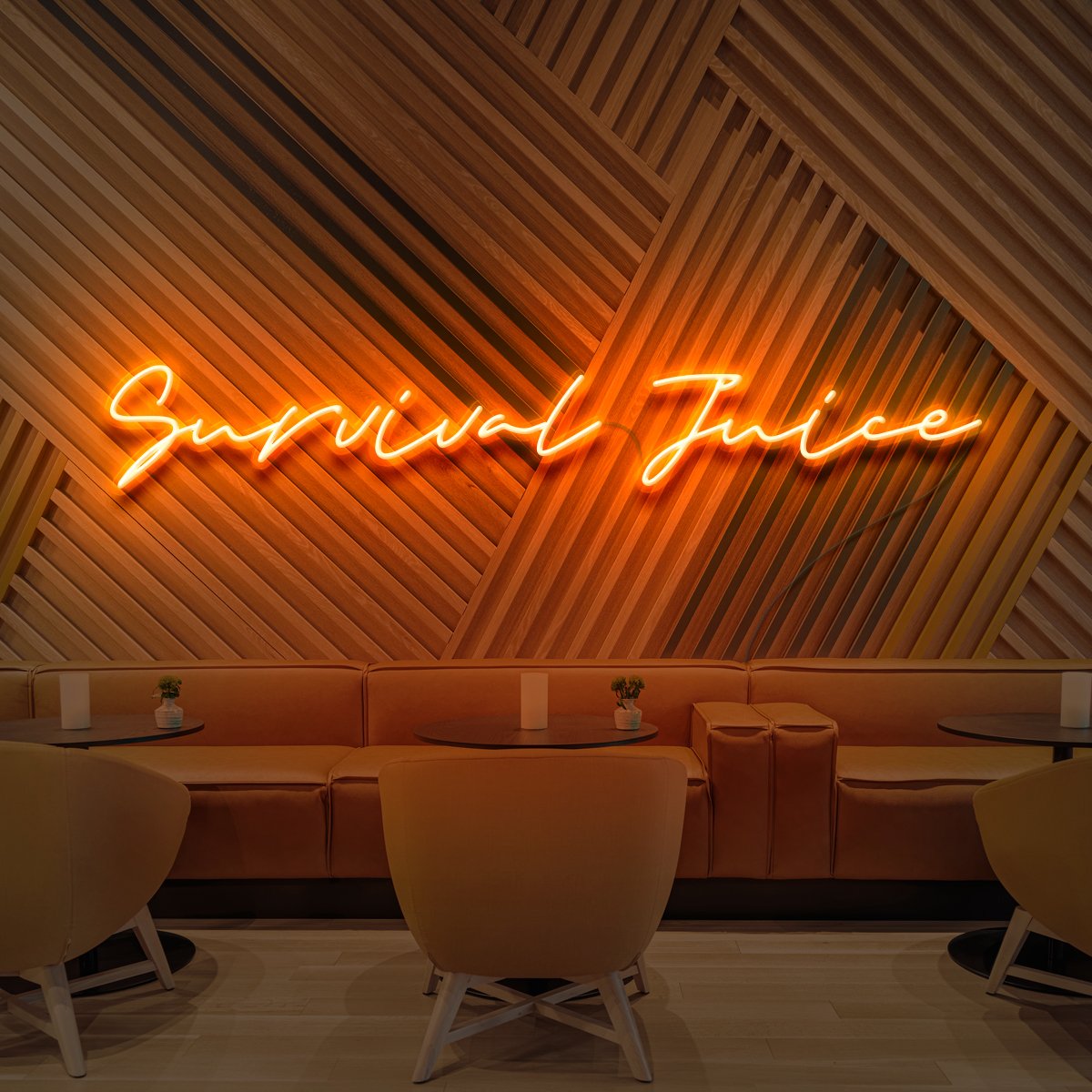 "Survival Juice" Neon Sign for Cafés 90cm (3ft) / Orange / LED Neon by Neon Icons