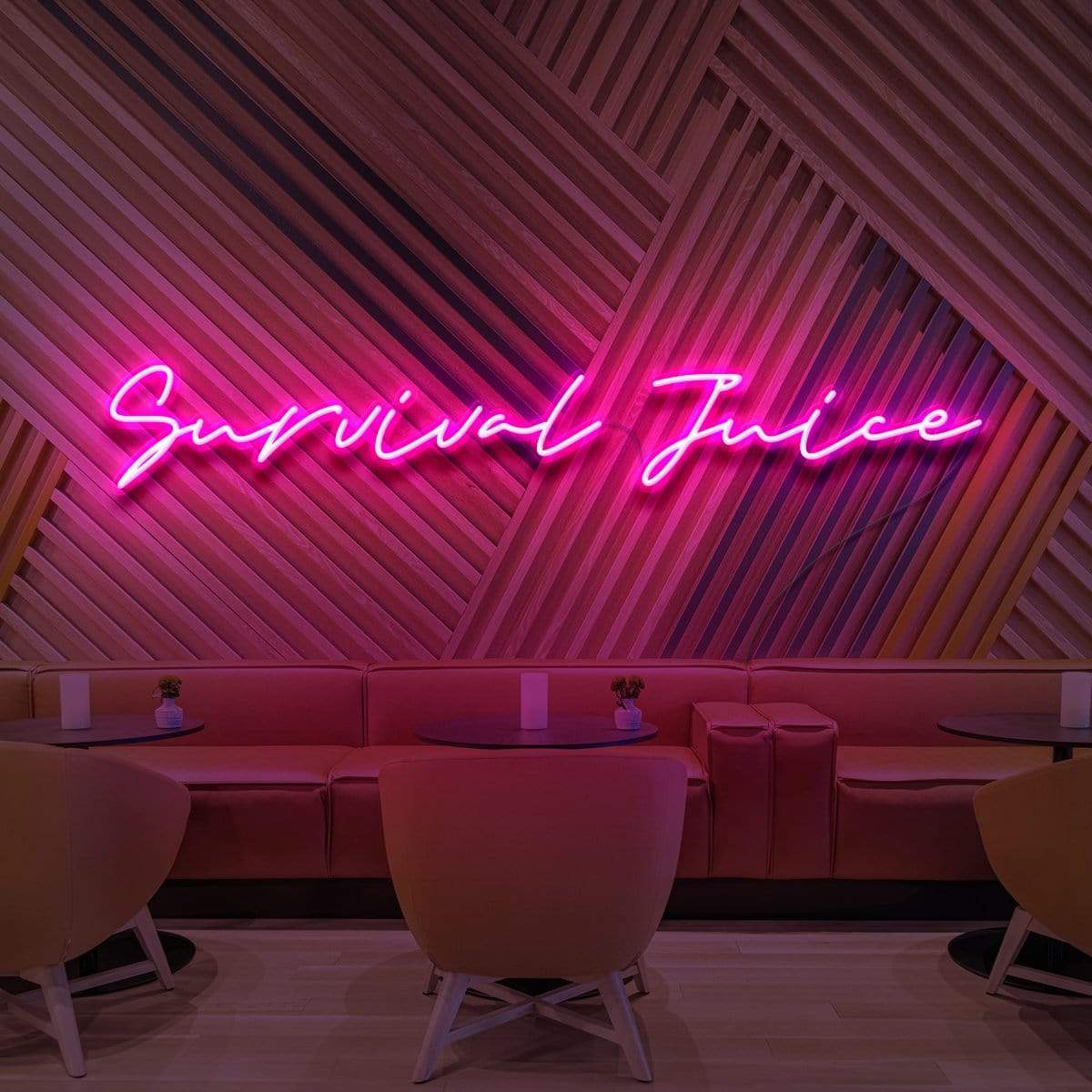 "Survival Juice" Neon Sign for Cafés 90cm (3ft) / Pink / LED Neon by Neon Icons