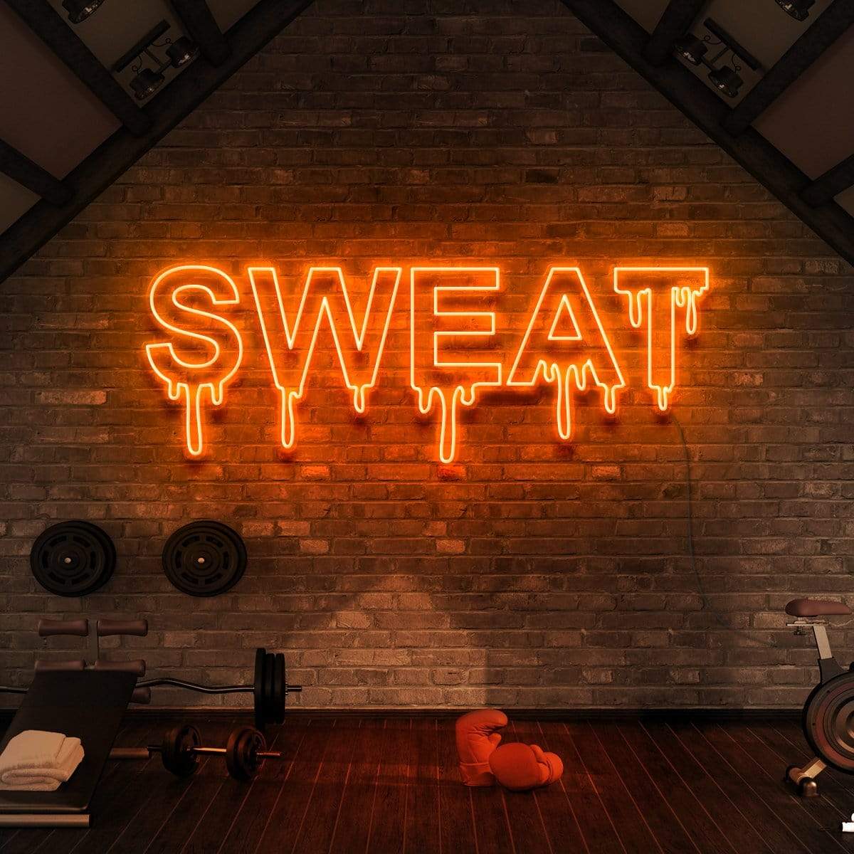 "Sweat Dripping" Neon Sign for Gyms & Fitness Studios 90cm (3ft) / Orange / LED Neon by Neon Icons