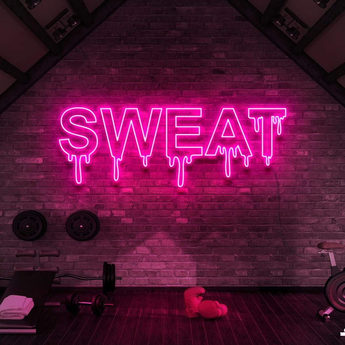 "Sweat Dripping" Neon Sign for Gyms & Fitness Studios 90cm (3ft) / Pink / LED Neon by Neon Icons