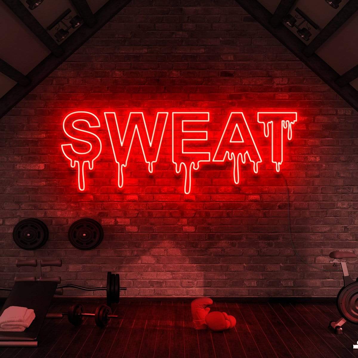 "Sweat Dripping" Neon Sign for Gyms & Fitness Studios 90cm (3ft) / Red / LED Neon by Neon Icons