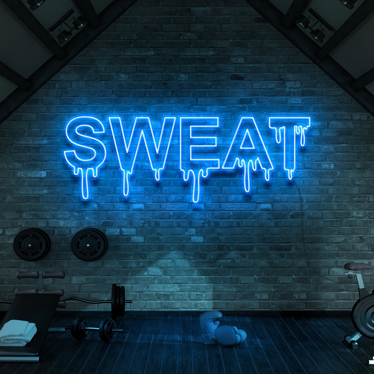 "Sweat Dripping" Neon Sign for Gyms & Fitness Studios 90cm (3ft) / White / LED Neon by Neon Icons